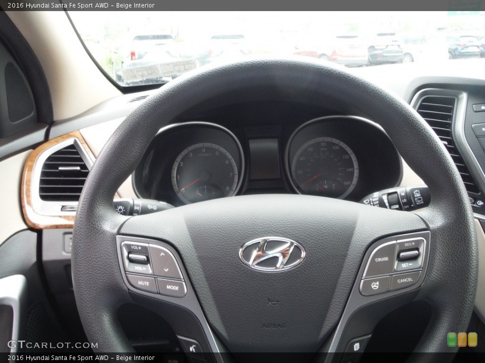 Beige Interior Steering Wheel for the 2016 Hyundai Santa Fe Sport AWD #144204390
