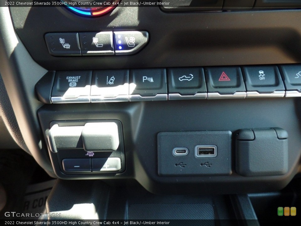 Jet Black/­Umber Interior Controls for the 2022 Chevrolet Silverado 3500HD High Country Crew Cab 4x4 #144207666