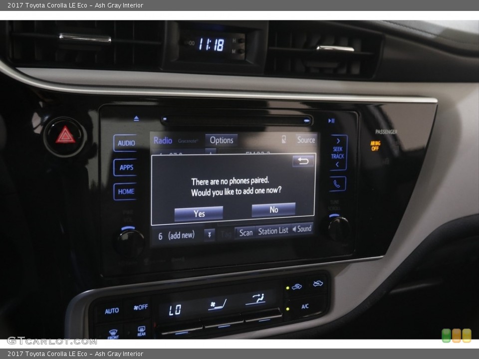 Ash Gray Interior Controls for the 2017 Toyota Corolla LE Eco #144213420