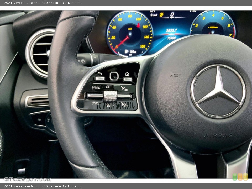 Black Interior Steering Wheel for the 2021 Mercedes-Benz C 300 Sedan #144225936