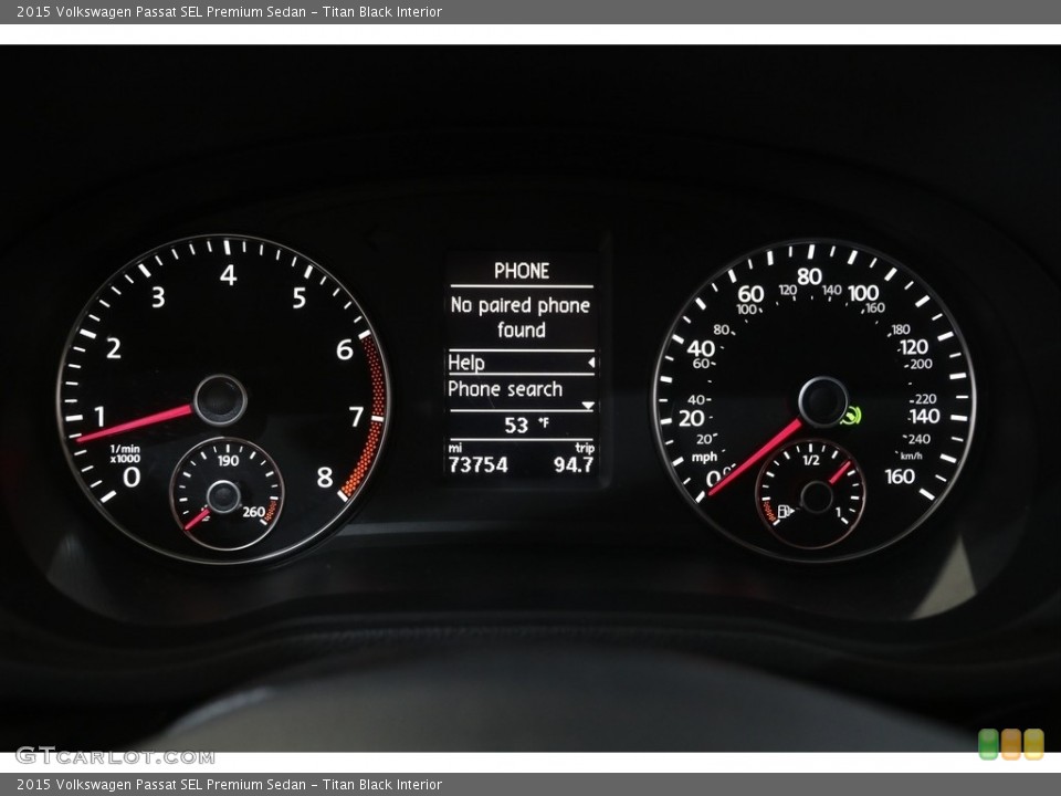 Titan Black Interior Gauges for the 2015 Volkswagen Passat SEL Premium Sedan #144229941