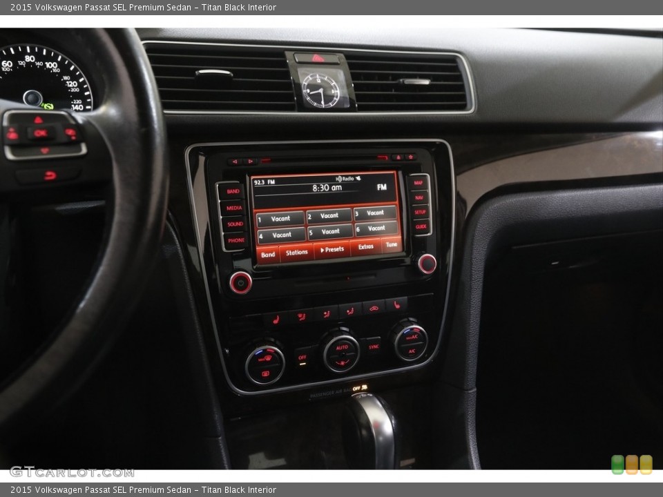 Titan Black Interior Controls for the 2015 Volkswagen Passat SEL Premium Sedan #144229959