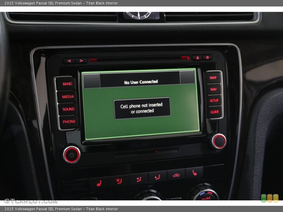 Titan Black Interior Controls for the 2015 Volkswagen Passat SEL Premium Sedan #144229974
