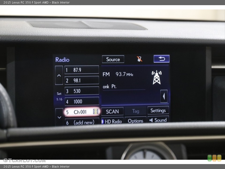 Black Interior Controls for the 2015 Lexus RC 350 F Sport AWD #144231432