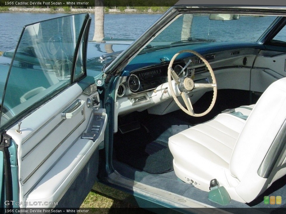 White Interior Photo for the 1966 Cadillac DeVille Post Sedan #144241845