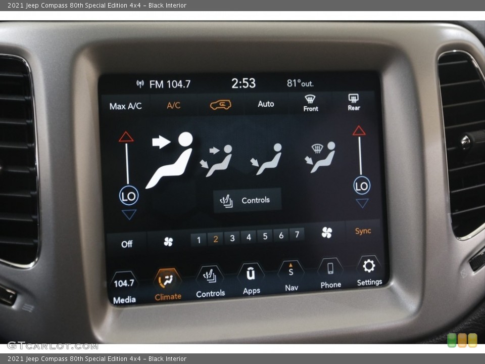 Black Interior Controls for the 2021 Jeep Compass 80th Special Edition 4x4 #144242202