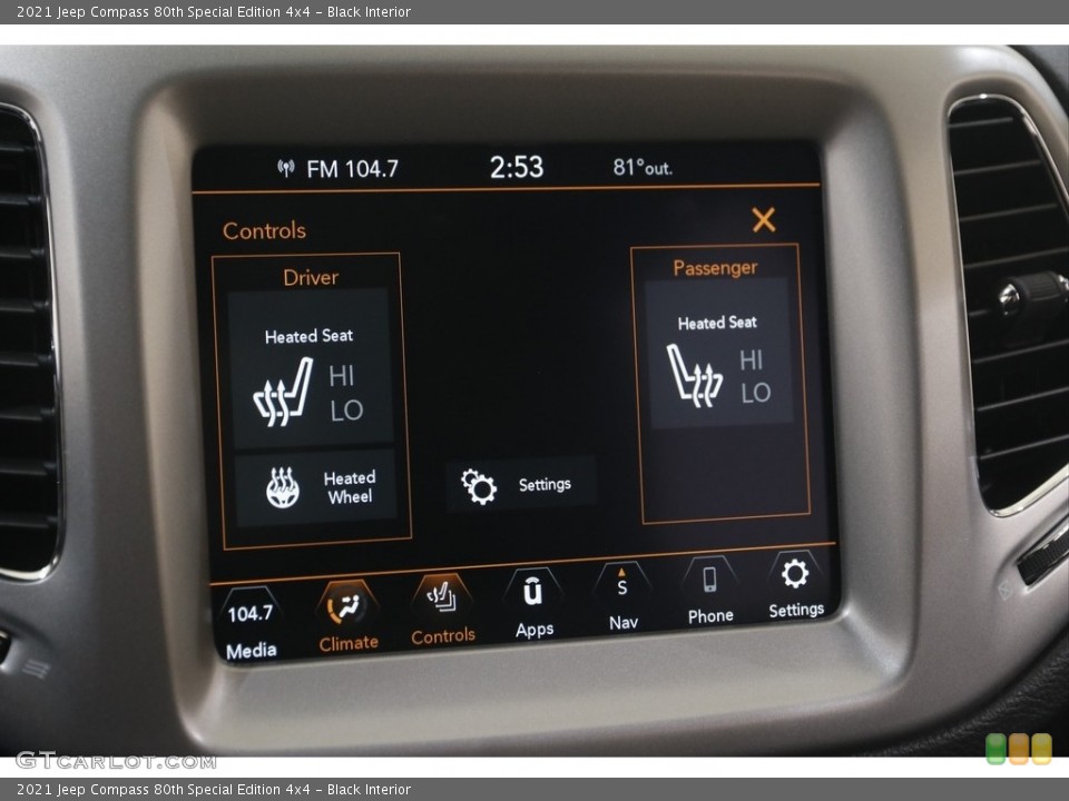 Black Interior Controls for the 2021 Jeep Compass 80th Special Edition 4x4 #144242223