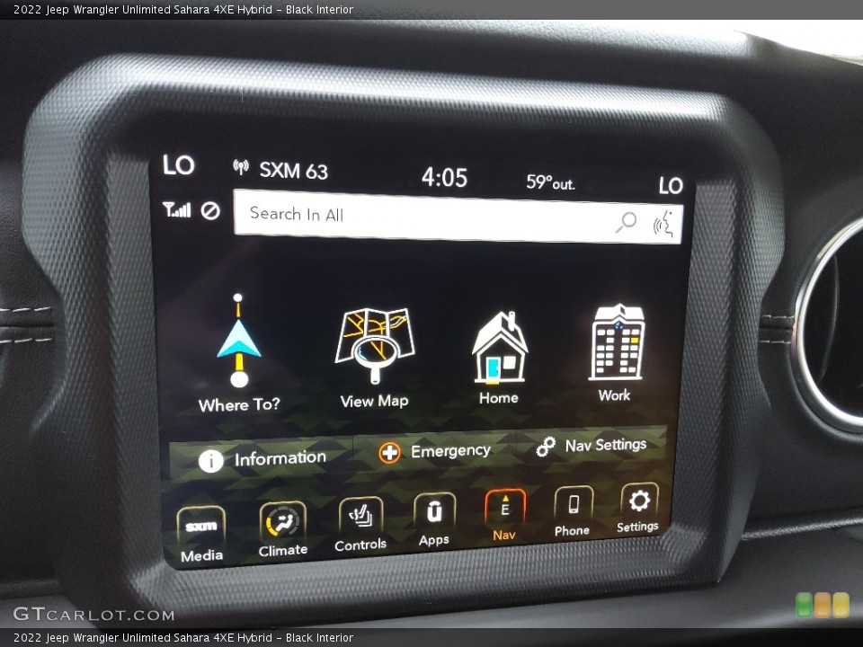 Black Interior Controls for the 2022 Jeep Wrangler Unlimited Sahara 4XE Hybrid #144302500