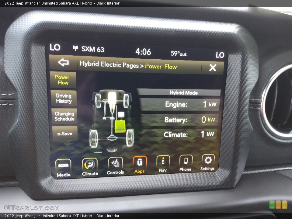 Black Interior Controls for the 2022 Jeep Wrangler Unlimited Sahara 4XE Hybrid #144302551
