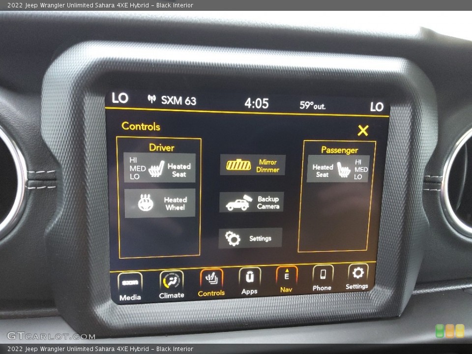 Black Interior Controls for the 2022 Jeep Wrangler Unlimited Sahara 4XE Hybrid #144302572