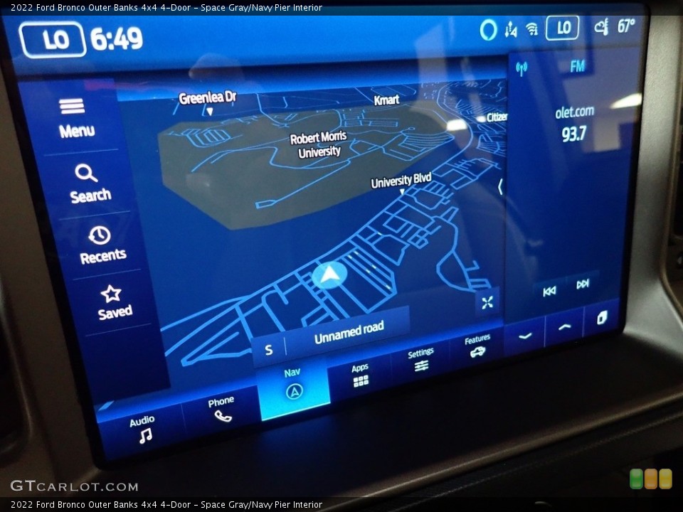 Space Gray/Navy Pier Interior Navigation for the 2022 Ford Bronco Outer Banks 4x4 4-Door #144320995