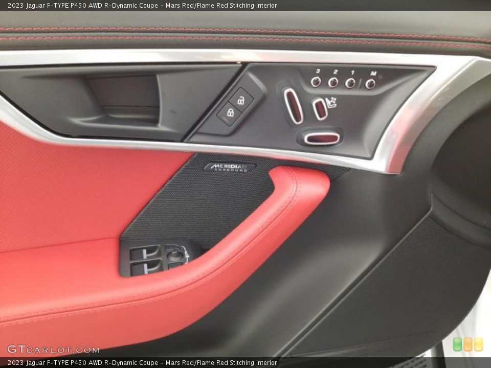 Mars Red/Flame Red Stitching Interior Door Panel for the 2023 Jaguar F-TYPE P450 AWD R-Dynamic Coupe #144325417