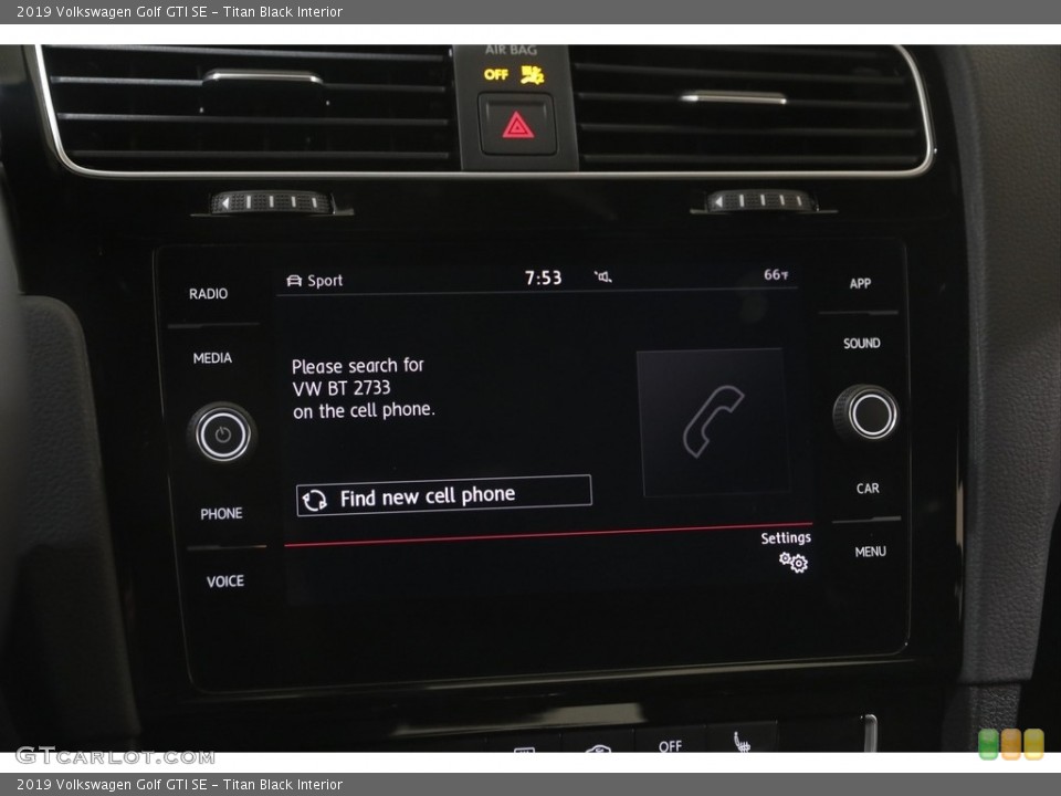 Titan Black Interior Controls for the 2019 Volkswagen Golf GTI SE #144332818