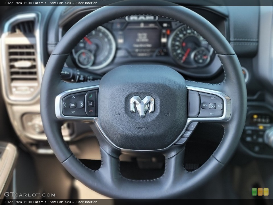 Black Interior Steering Wheel for the 2022 Ram 1500 Laramie Crew Cab 4x4 #144335296
