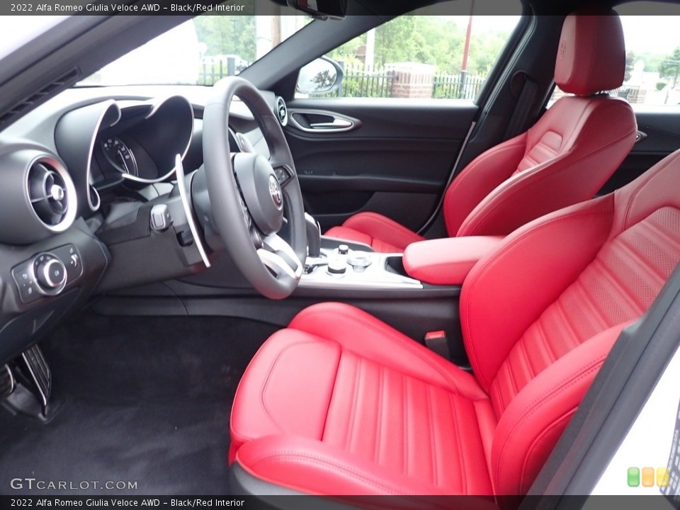 Black/Red Interior Front Seat for the 2022 Alfa Romeo Giulia Veloce AWD #144340621