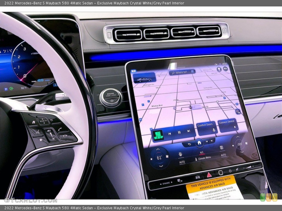 Exclusive Maybach Crystal White/Grey Pearl Interior Navigation for the 2022 Mercedes-Benz S Maybach 580 4Matic Sedan #144344953