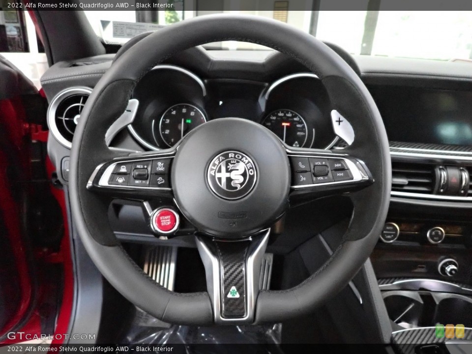 Black Interior Steering Wheel for the 2022 Alfa Romeo Stelvio Quadrifoglio AWD #144345607