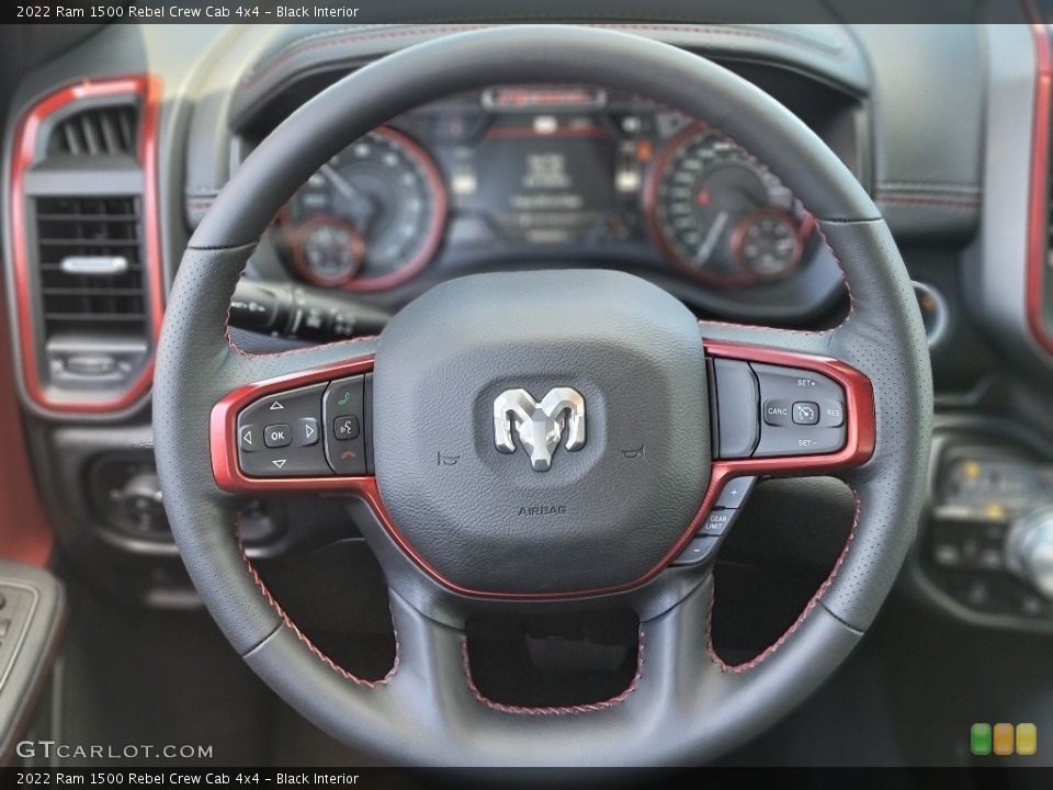 Black Interior Steering Wheel for the 2022 Ram 1500 Rebel Crew Cab 4x4 #144381860
