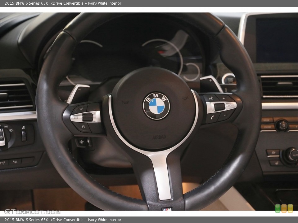 Ivory White Interior Steering Wheel for the 2015 BMW 6 Series 650i xDrive Convertible #144399138
