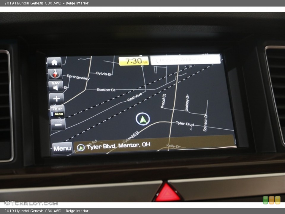 Beige Interior Navigation for the 2019 Hyundai Genesis G80 AWD #144427696