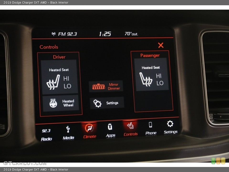 Black Interior Controls for the 2019 Dodge Charger SXT AWD #144452887