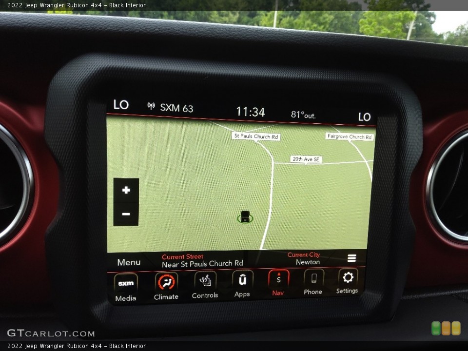 Black Interior Navigation for the 2022 Jeep Wrangler Rubicon 4x4 #144471710