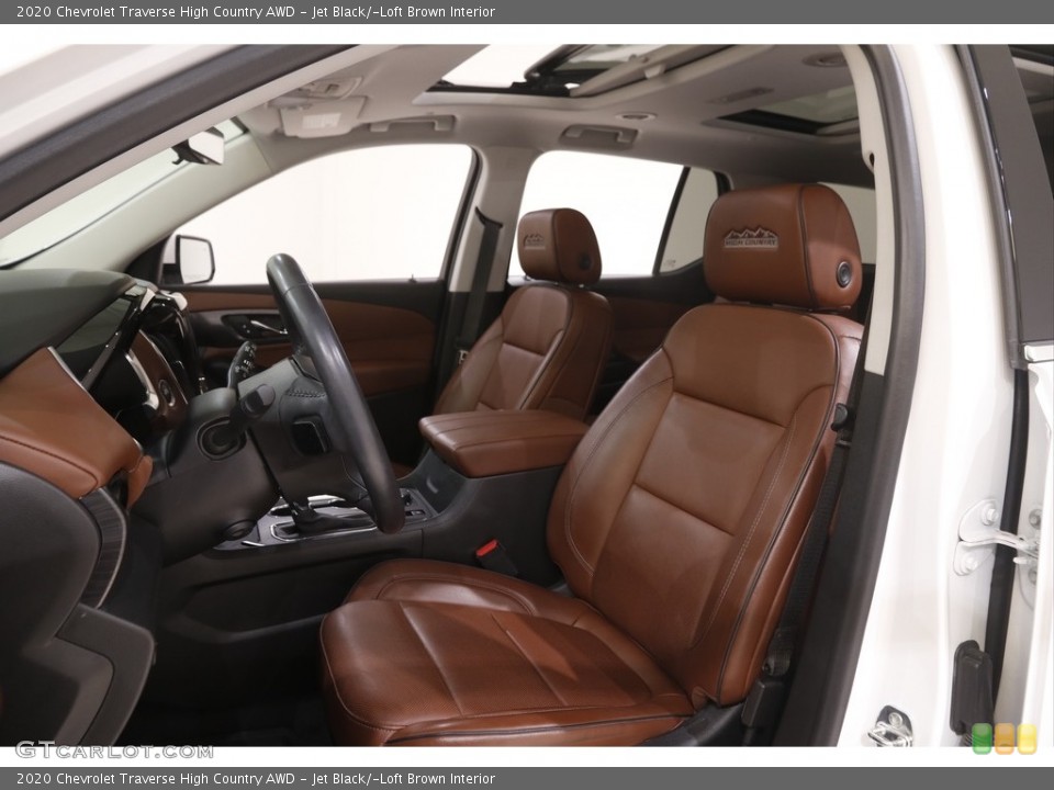 Jet Black/­Loft Brown Interior Front Seat for the 2020 Chevrolet Traverse High Country AWD #144474101