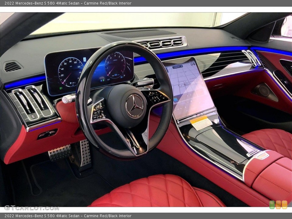 Carmine Red/Black Interior Dashboard for the 2022 Mercedes-Benz S 580 4Matic Sedan #144478741