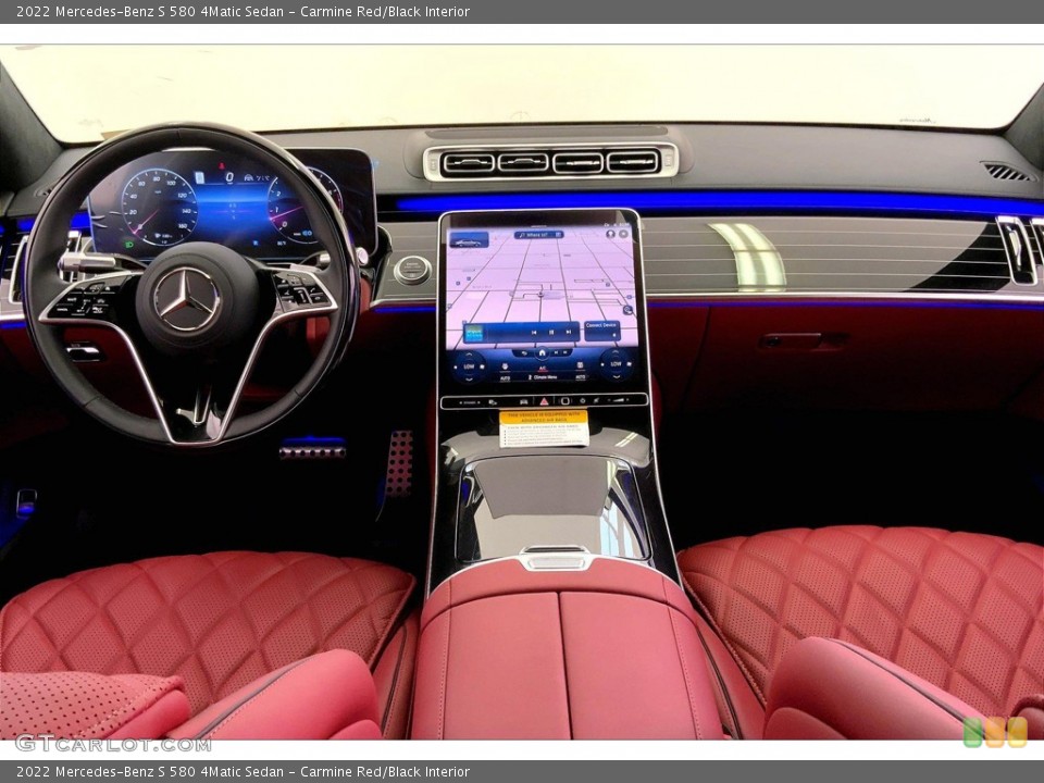 Carmine Red/Black Interior Dashboard for the 2022 Mercedes-Benz S 580 4Matic Sedan #144478801