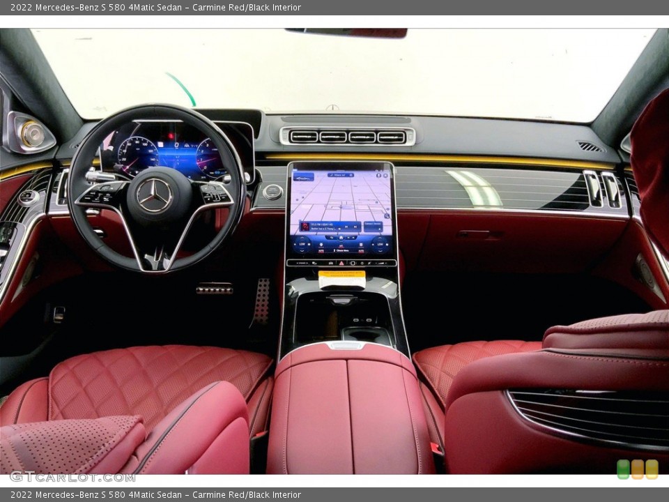 Carmine Red/Black Interior Dashboard for the 2022 Mercedes-Benz S 580 4Matic Sedan #144498396