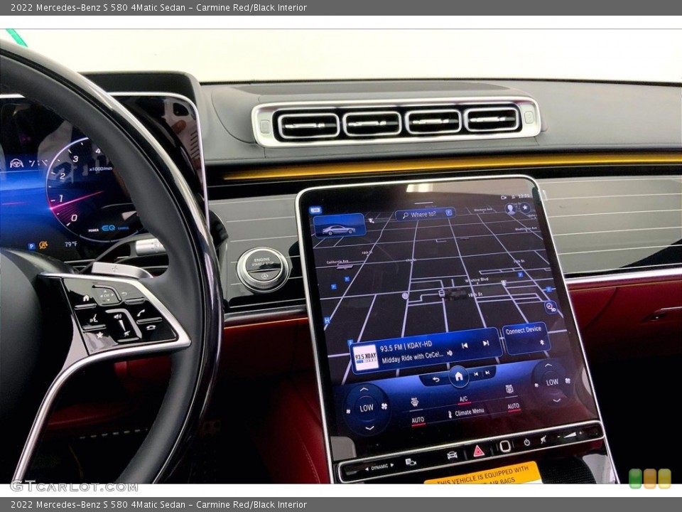 Carmine Red/Black Interior Navigation for the 2022 Mercedes-Benz S 580 4Matic Sedan #144498423