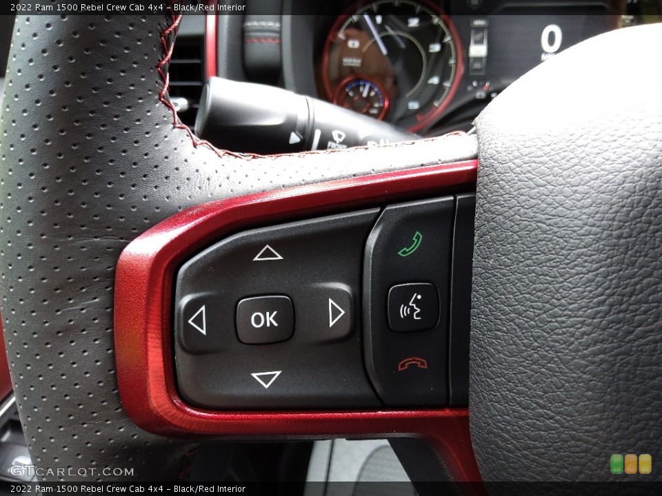 Black/Red Interior Steering Wheel for the 2022 Ram 1500 Rebel Crew Cab 4x4 #144519594