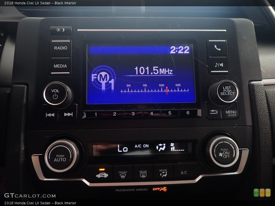 Black Interior Controls for the 2018 Honda Civic LX Sedan #144555715