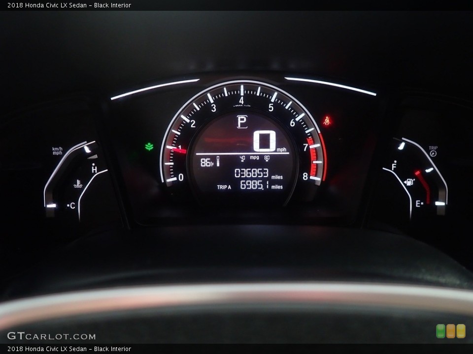 Black Interior Gauges for the 2018 Honda Civic LX Sedan #144555760