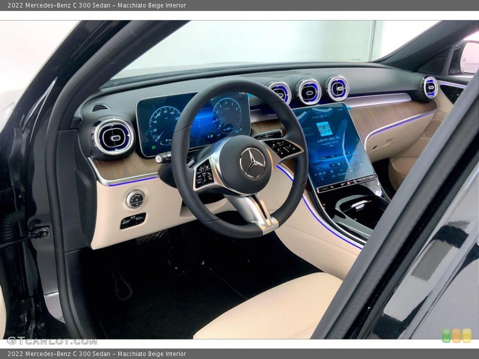 Macchiato Beige Interior Dashboard for the 2022 Mercedes-Benz C 300 Sedan #144569575