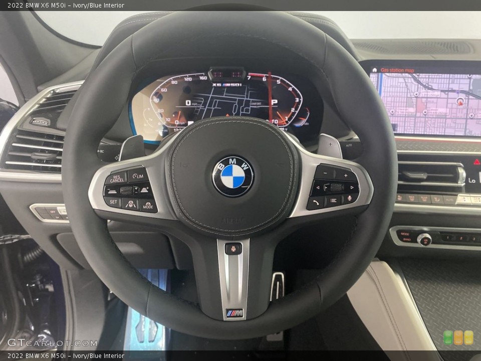 Ivory/Blue Interior Steering Wheel for the 2022 BMW X6 M50i #144569854