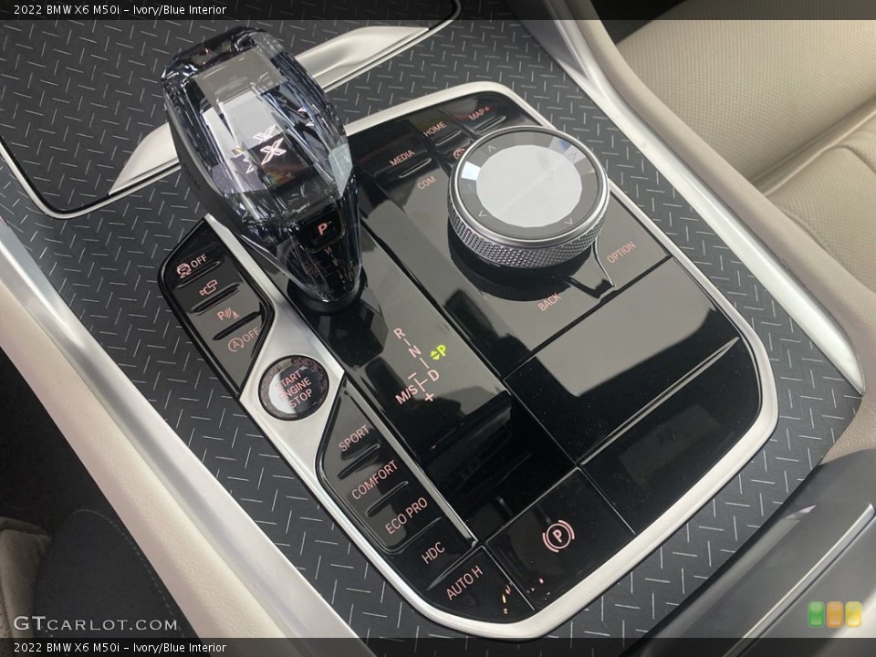 Ivory/Blue Interior Controls for the 2022 BMW X6 M50i #144570067