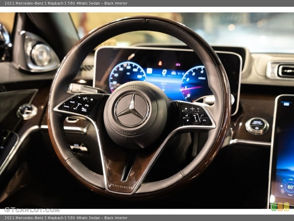 Black Interior Steering Wheel for the 2021 Mercedes-Benz S Maybach S 580 4Matic Sedan #144599380