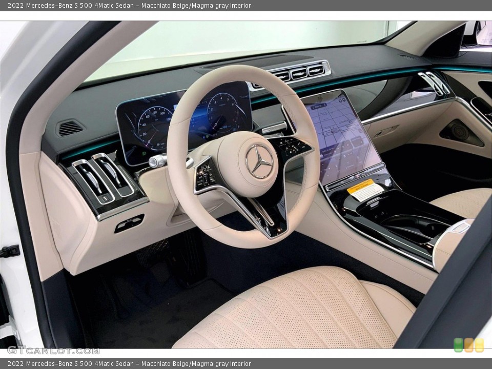 Macchiato Beige/Magma gray Interior Dashboard for the 2022 Mercedes-Benz S 500 4Matic Sedan #144606729