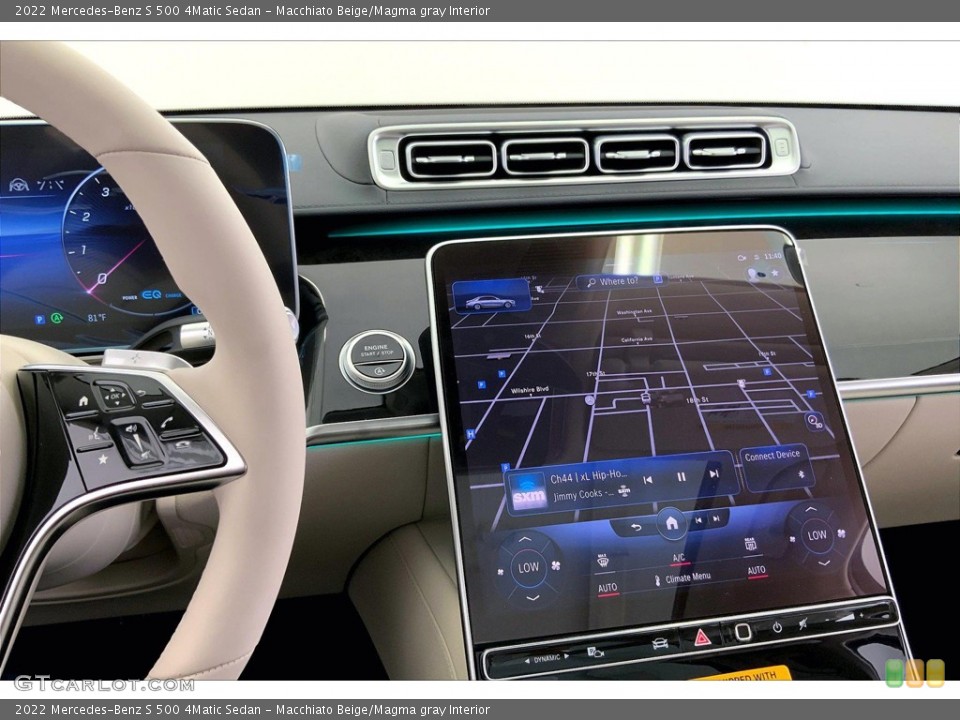 Macchiato Beige/Magma gray Interior Navigation for the 2022 Mercedes-Benz S 500 4Matic Sedan #144606810