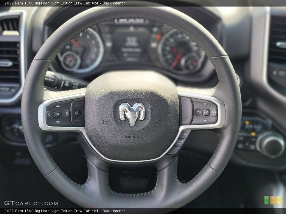 Black Interior Steering Wheel for the 2022 Ram 1500 Big Horn Night Edition Crew Cab 4x4 #144622666