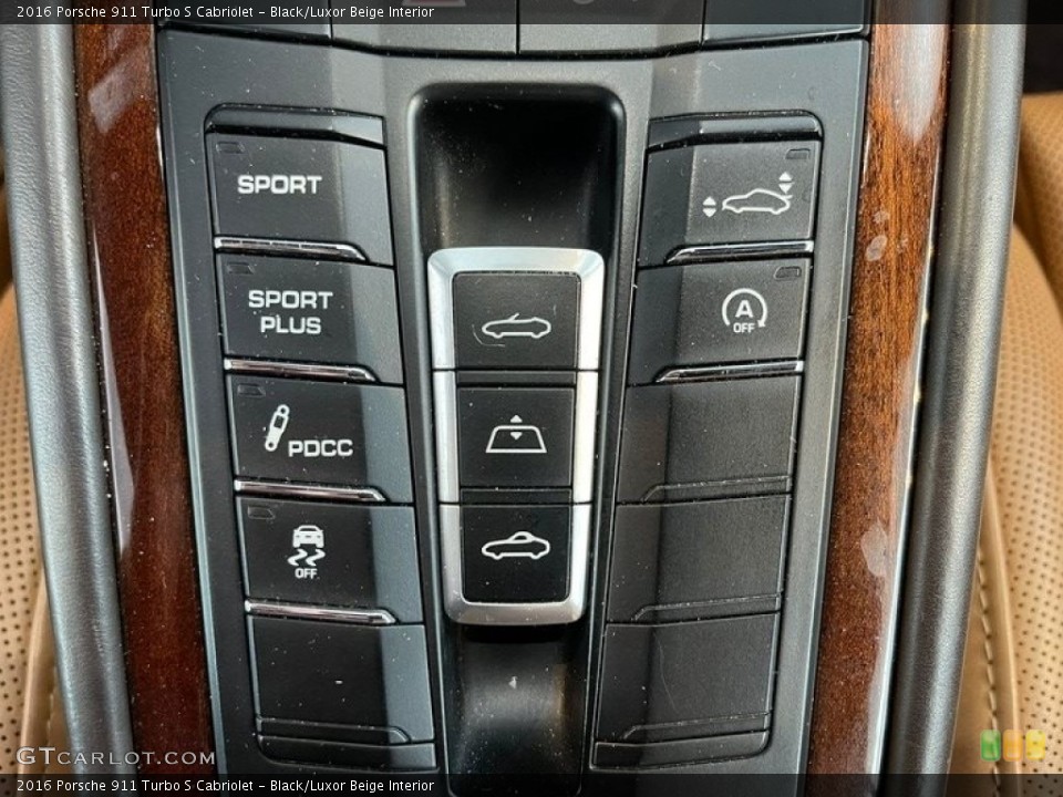 Black/Luxor Beige Interior Controls for the 2016 Porsche 911 Turbo S Cabriolet #144627287