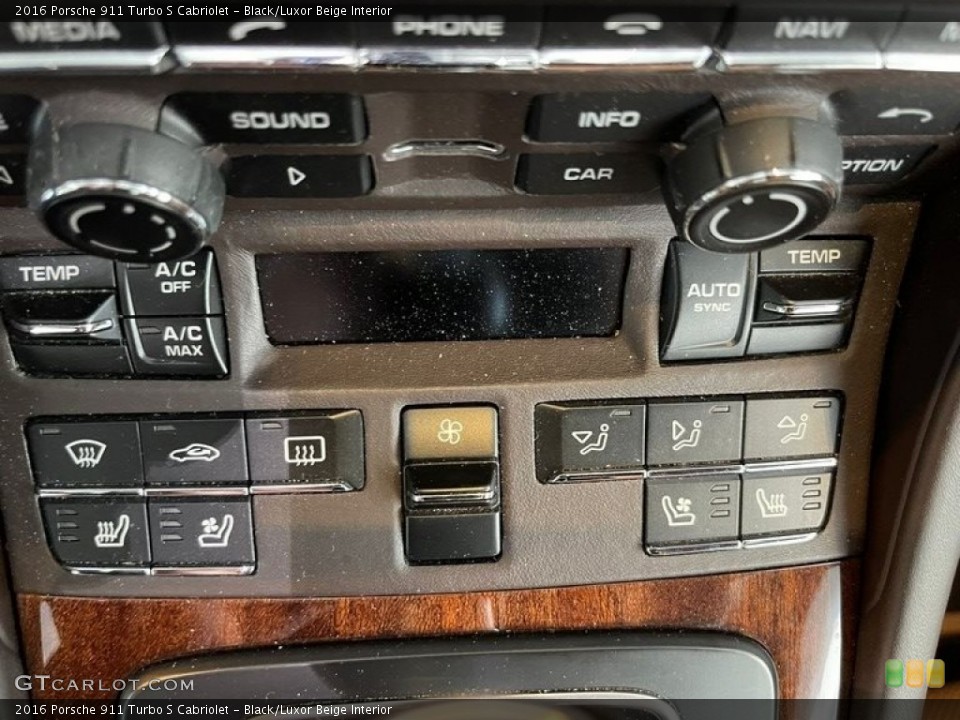 Black/Luxor Beige Interior Controls for the 2016 Porsche 911 Turbo S Cabriolet #144627305
