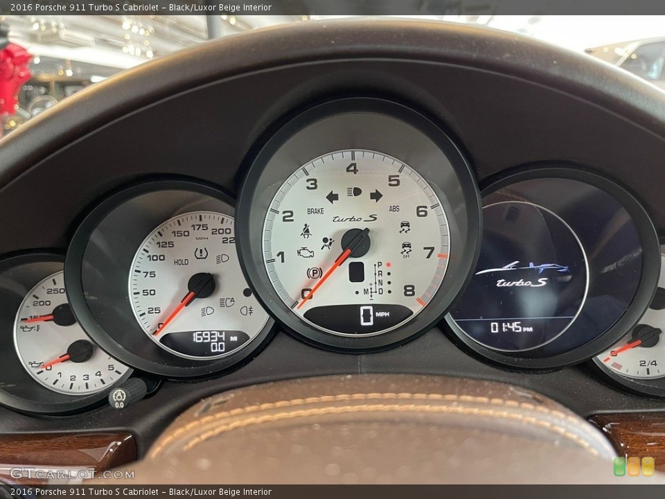Black/Luxor Beige Interior Gauges for the 2016 Porsche 911 Turbo S Cabriolet #144627407