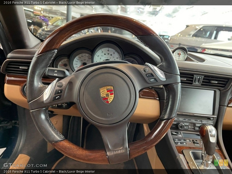 Black/Luxor Beige Interior Steering Wheel for the 2016 Porsche 911 Turbo S Cabriolet #144627548