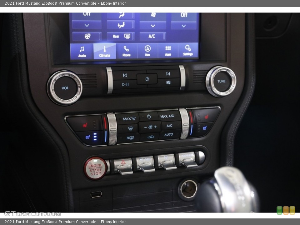 Ebony Interior Controls for the 2021 Ford Mustang EcoBoost Premium Convertible #144637809