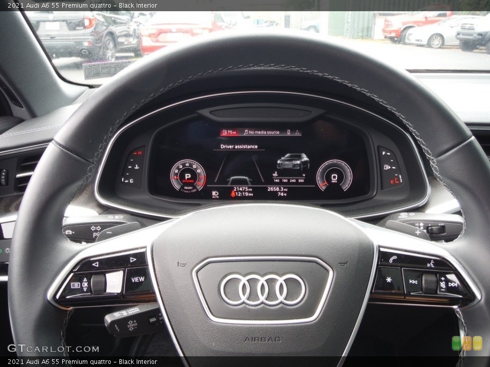 Black Interior Steering Wheel for the 2021 Audi A6 55 Premium quattro #144639957
