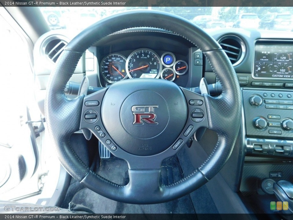 Black Leather/Synthetic Suede Interior Steering Wheel for the 2014 Nissan GT-R Premium #144642326