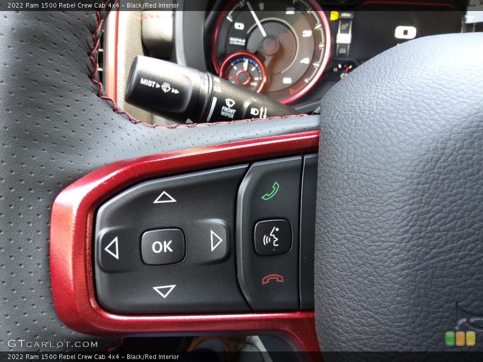 Black/Red Interior Steering Wheel for the 2022 Ram 1500 Rebel Crew Cab 4x4 #144653614