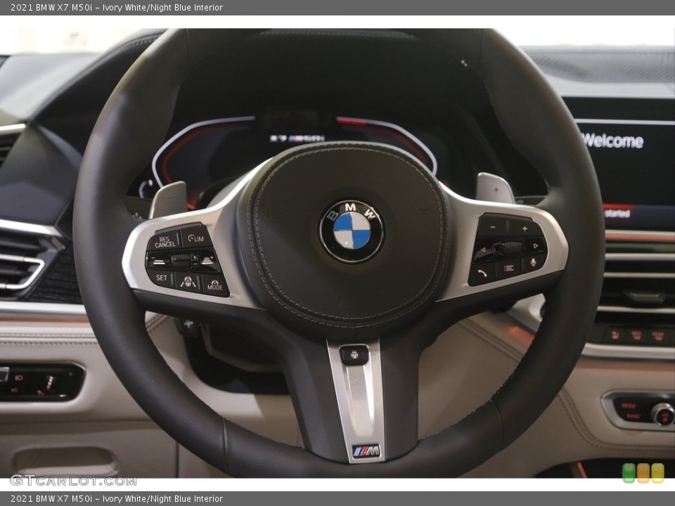 Ivory White/Night Blue Interior Steering Wheel for the 2021 BMW X7 M50i #144654277